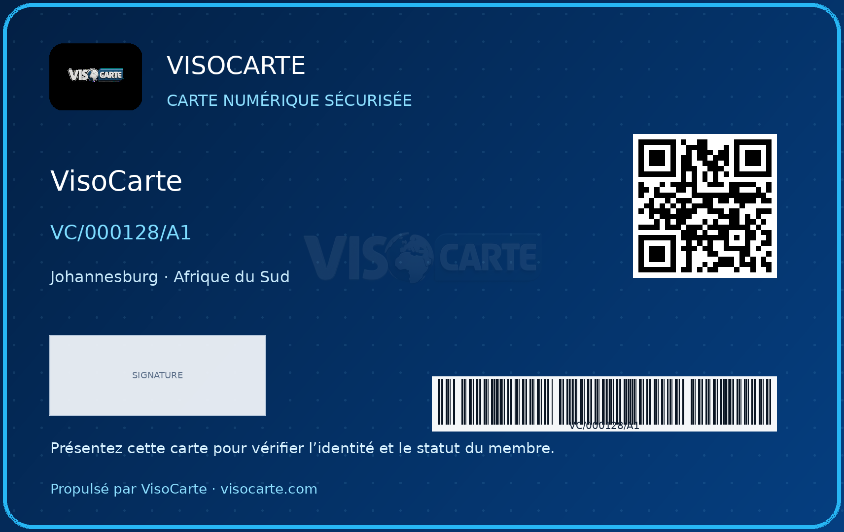 VisoCarte Signature — verso